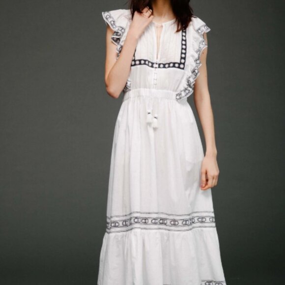Sea New York White Midi Dress with Black Accents - Picture 2 of 11
